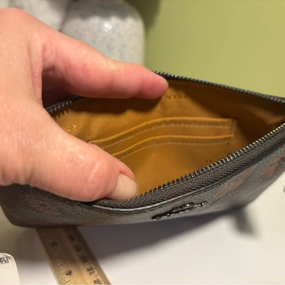 Coach Black and Brown Floral Pouch - Picture 4 of 5